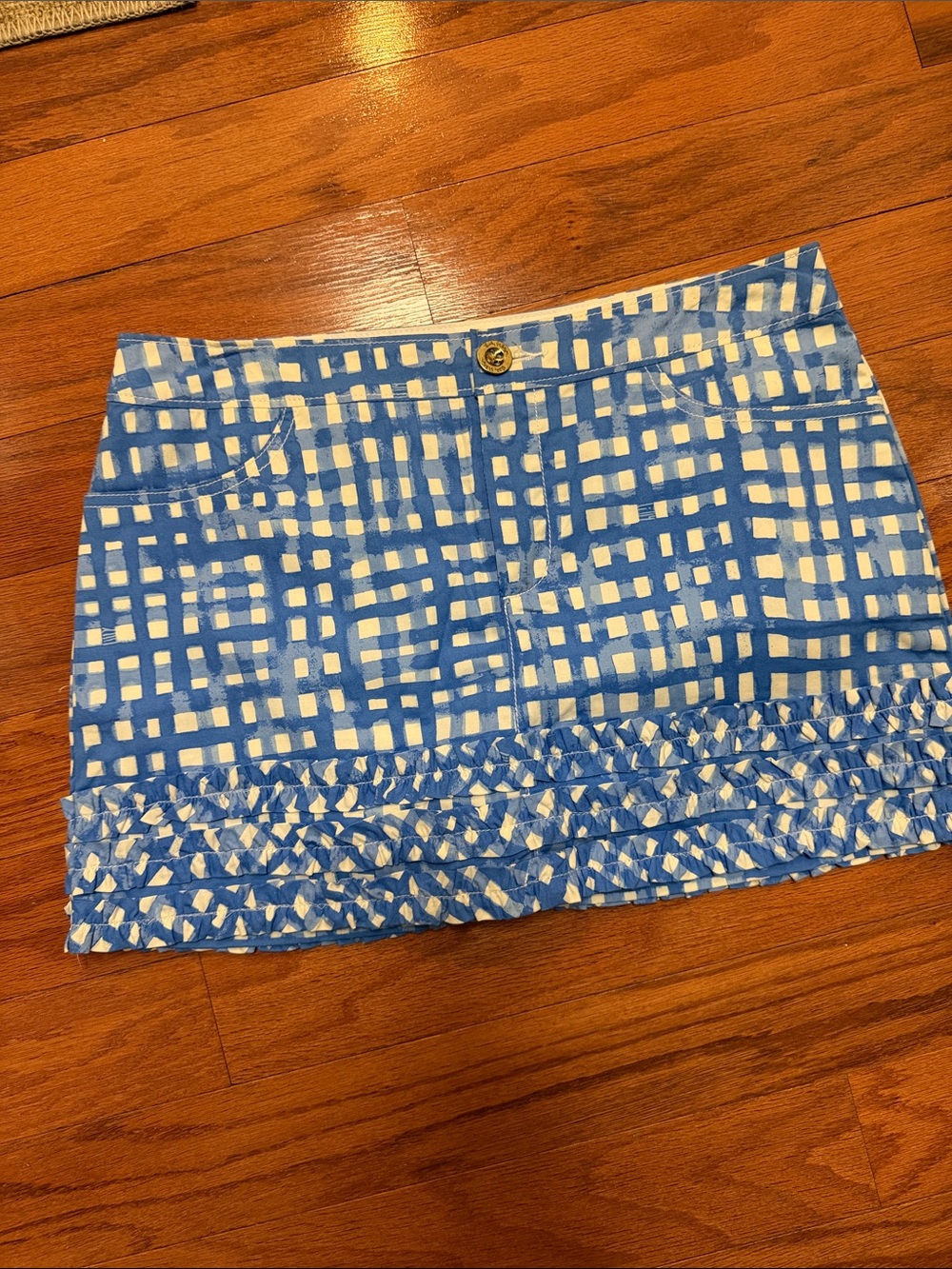 Lilly Pulitzer Blue and White Gingham Mini Skort